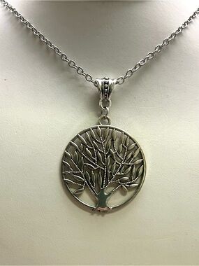 Silver Tone Tree of Life Pendant Necklace | Boho Spiritual Statement Charm